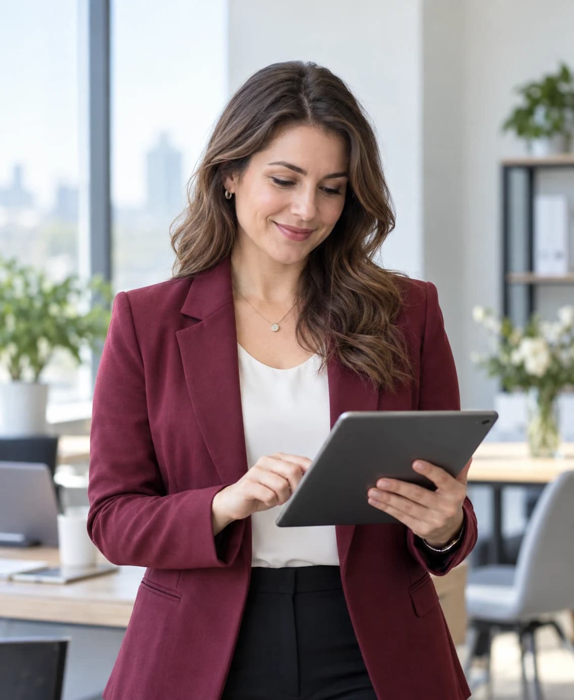 Procurement buyer reviewing supplier proposals on a tablet