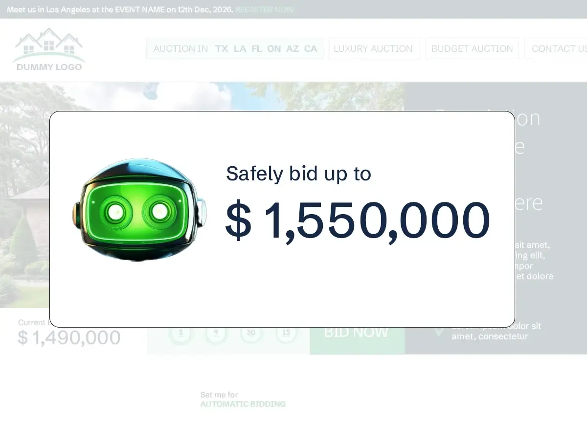Private safe bidding limit on a property auction
