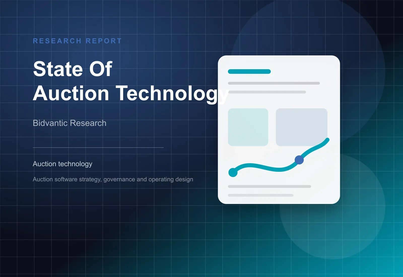 Abstract state of auction technology whitepaper cover with platform architecture and analytics signals
