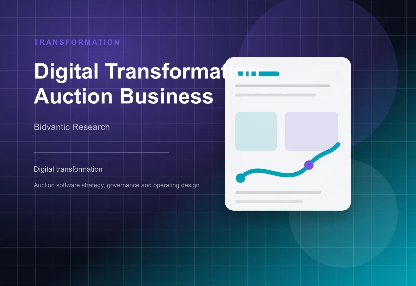 Abstract digital transformation auction business cover with online bidding and operating model layers