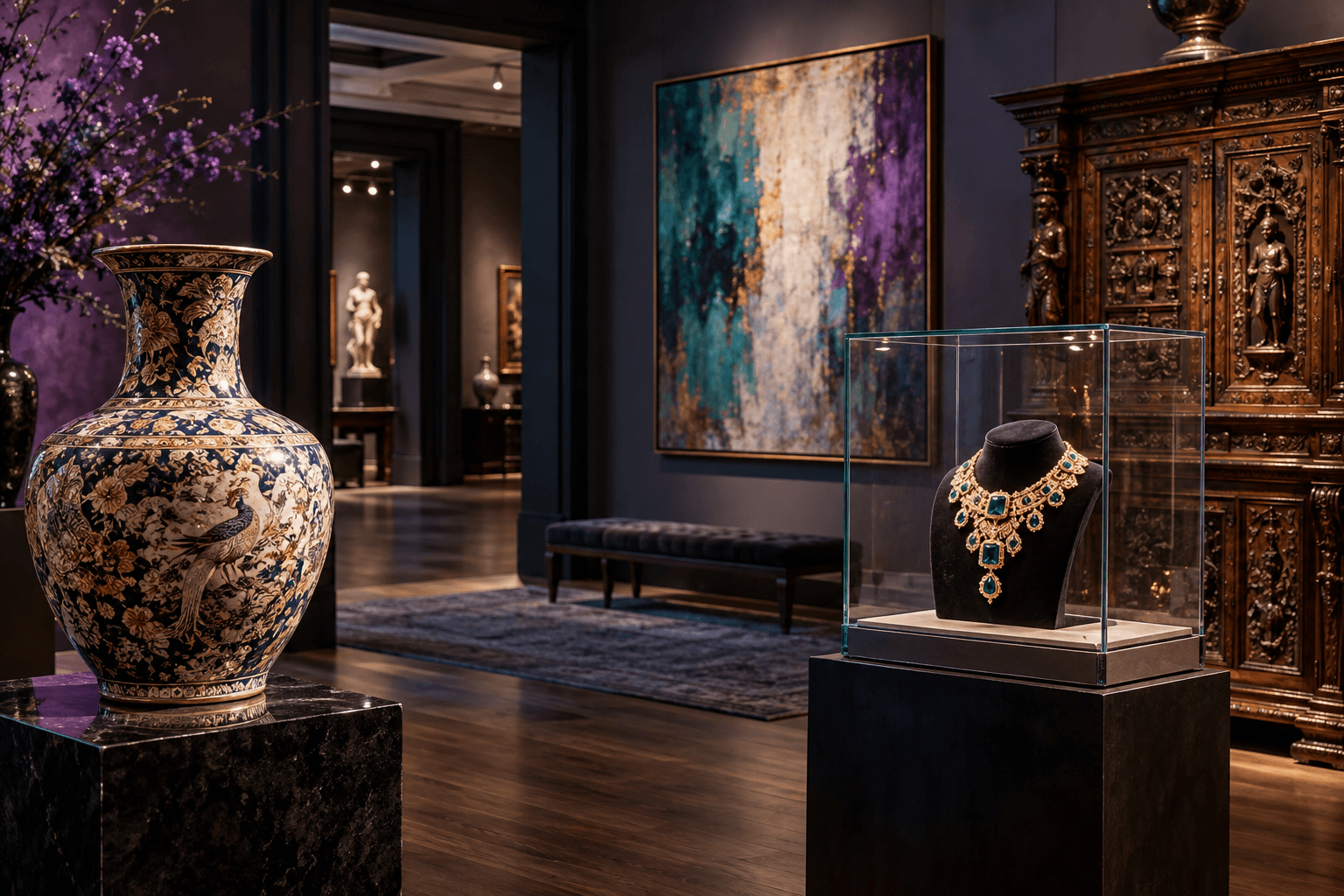 Art, antiques & jewellery auction industry artwork