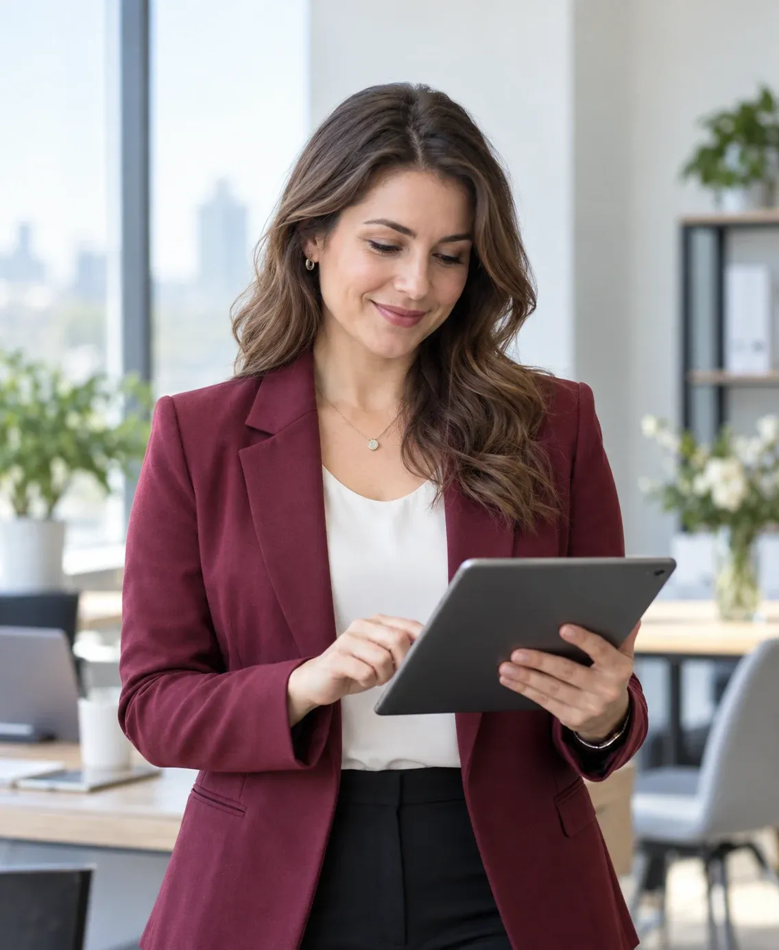 Procurement buyer reviewing supplier proposals on a tablet